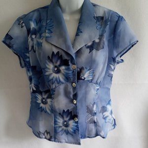 Sheer Two-tone Blues Blouse by Hot Stuff Size M